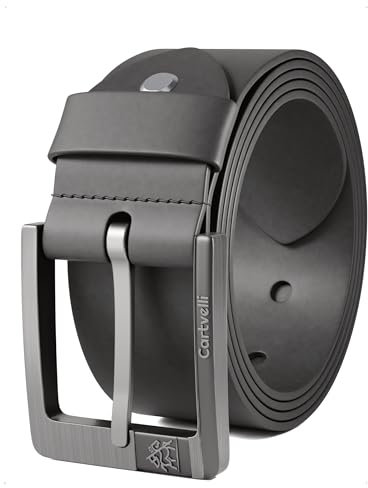 Cartvelli Premium Ledergürtel Herren Grau 110cm Made in Germany mit Geschenkbox Echt-Leder Herrengürtel braun Vollleder Jeansgürtel Leder Gürtel 40mm Anzug jeans chino pants M24g-110