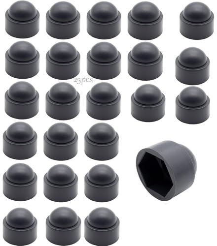 25 Stück Sechskant Schutzkappen M10, Schlüsselweite 17, Abdeckkappen für Schrauben, Kappe Mutter, Schutzkappe Schraube,Schwarz,Muttern Abdeckkappen Sechskantschrauben Schraubenkappe Abdeckung Endkappe