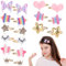 Nogeqi 16 unidades brillantes para el pelo para niñas, estrella, corona dulce, pinzas para el pelo para niños, diseño de corazón y mariposa, pinzas para el pelo para niñas, pinzas de pelo de metal,