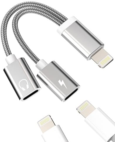 Lightning Jack Adapter für iPhone 14 13 12 11Pro Max Doppelstecker Kabel Kopfhörer Audio Kopfhörer Splitter Ladegerät Anschluss für Apple iPad Air AUX Musik Zubehör Tablet Auto