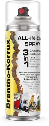 Brantho Korrux 3 in 1 Rostschutzlack - All-in-One Sprühdose Primer, Rostschutz und Lack - 400ml Spraydose DB701 Glimmergrau Hell