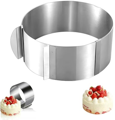Jortmrd Tortenring Hoch 10cm Backring Verstellbar Edelstahl Backringe Rund Ø 16-30 cm Mit Skala, für die Einfache Zubereitung von Creme,Schicht und Motivtorten