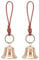 PLIGREAT 2 Pcs Vintage Brass Hanging Bell for Door Knob Decoration Gold Bell with Leather Rope Key Ring for Shopkeeper Home Garden Christmas Decor Dog Bells to Go Outside