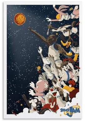 URAUIH Filmposter Space Jam 1996, Schlafzimmer, Wohnzimmer, Wandkunst-Deco-Poster, 30 x 45 cm, ungerahmter Stil