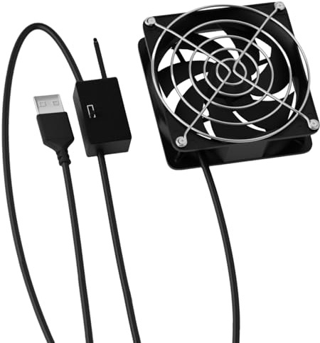 Whltzf 8 cm USB Power Thermostat Lüfter Mit 3 Geschwindigkeiten Automatischer Start Für Elektronikgeräte Wie Router Und Konsolen Lüfter Mit Einstellbarer Temperatur