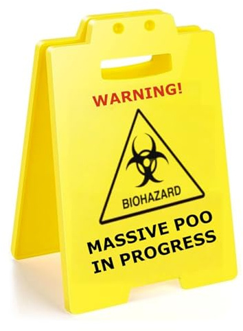Massive Poo In Progress Funny Desk Sign, Double Sided Print Humorous Funny Office Gifts Desk Signage Desk Decor, Gag Novelty Gifts for Colleagues Coworkers Office Decoration Ornament Plaque