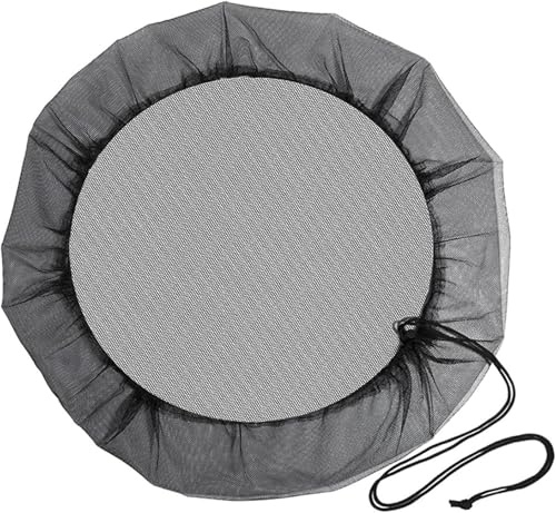 Rete nera per pioggia, filtro per barile di acqua piovana, filtro per barile di pioggia, copertura a rete per raccolta dell'acqua piovana, con coulisse regolabile per prevenire zanzare, foglie