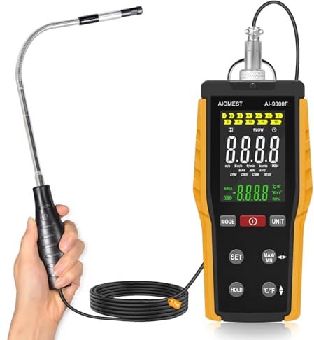CFM Wind Meter Hot Wire Anemometer HVAC, AIOMEST Handheld Wind Speed Gauge