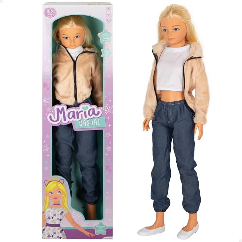 ColorBaby Maria Casual Große Puppe mit Rock, 105 cm, Zubehör inklusive, Puppen zum Frisieren, Rollenspiele, Spielzeug für Kinder, Mädchen + 3 Jahre (39653)
