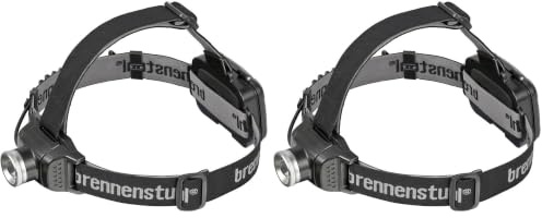 Brennenstuhl LED Kopflampe LuxPremium/Stirnlampe LED mit Front und Rücklicht, ideal zum Joggen (IP44, mit CREE-LED, inkl. Batterien) schwarz (Packung mit 2)