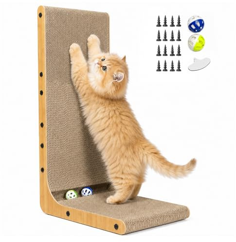 Xeticey Cat Scratcher L Shape 68cm Scratching Board Scratch Post Cardboard