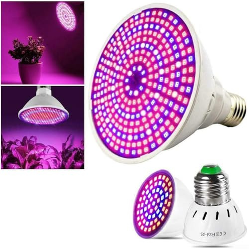 200 LED Grow Light Bulb E27 Full with Flexible Gooseneck for Indoor Herb Garden Tomato Chili Starting Low Heat PVC Plant Lamp