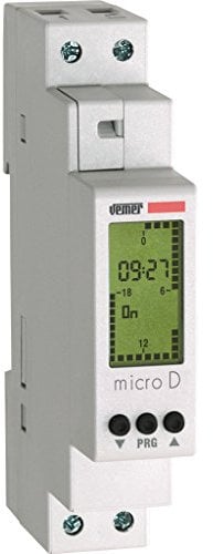 Vemer VE758100 MICRO D Interruttore Orario Digitale con Programmazione Giornaliera da Barra Din, Grigio Chiaro
