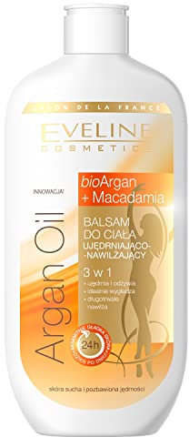 Eveline Cosmetics 3-in-1 Straffendes & Feuchtigkeitsspendendes Arganöl Körperbalsam - Mit Macadamiaöl & Hyaluronsäure - 350 ML