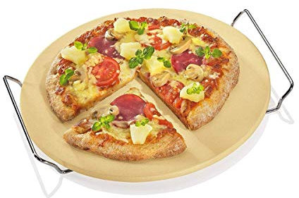 Berndes P502028 BBQ Pizzastein mit Gestell, Edelstahl, Pizza Stone