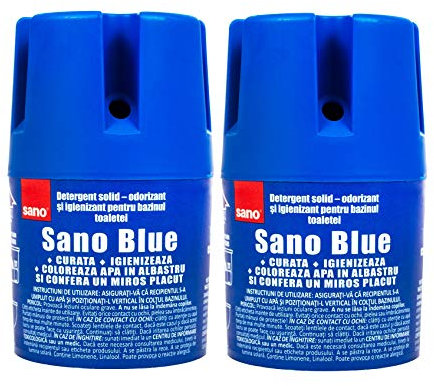 Sano Bleu Nettoyant Ménager Toilette Cuvette WC Tablette Chimique Bloc Colore l'eau 150 gr ( Blue Lot de 2 )