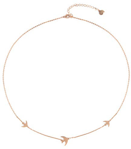 Happiness Boutique Damen Kette Fliegende Vögel in Rosegold | Filigrane Kette mit Schwalben Edelstahlschmuck