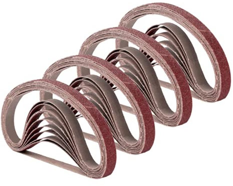13mm X 457mm Sanding Belts, 4 Each of 60/80/120/180/240 Grits, Belt Sander Tool for Woodworking, Metal Polishing, 20 Pack Aluminum Oxide Sanding Belt