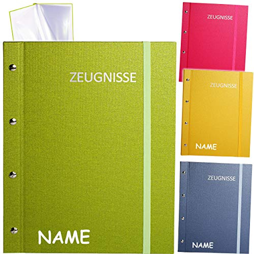 alles-meine.de GmbH Zeugnismappe/Schraubalbum - A 4 - Zeugnisse Metallic Effekt - Jungen - inkl. Name - GEBUNDEN & Erweiterbar - mit 24 festen Seiten - Ringbuch - Zeugnisring..