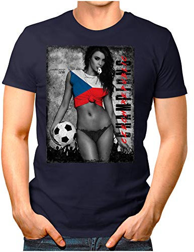 Legendary Items™ - Czech-Republic-Champions - Herren T-Shirt EM 2020 Sexy Girl Frau Fußball Trikot Tschechien Vintage Navy L