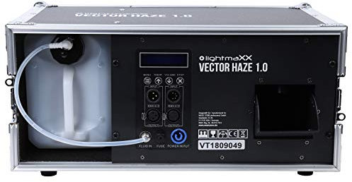 LightmaXX Vector Haze 1.0 Hazer, 1000 Watt Nebelmaschine im Flightcase, 5 Liter Tank, 3,5 Minuten Aufheizzeit, 200m³/min Ausstoß, DMX Steuerbar, Timer Fernbedienung, Überhitzungsschutz