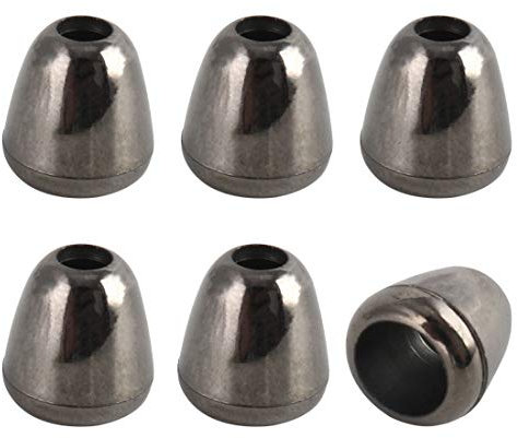 sourcing map 6 stücke Kunststoff Glocke Enden Stopper Schnur Seil Enden Schlösser Lanyard Clips Verschluss für Rucksack Kordelzug Zubehör, Metall Schwarz