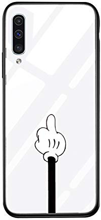 Alsoar Shell ersatz für Galaxy A50 Hülle Transparent Silikon Rahmen Handyhülle Durchsichtig Aufklappen Schutzhülle,Gehärtetem Glas Bumper Tier Süß für Samsung Galaxy A50 (Mittelfinger)