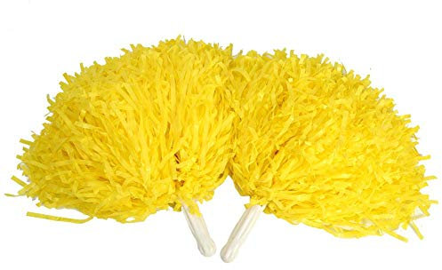 Keenso Cheerleading Pompons, 2 stücke PE Cheerleading Pompons Sport Party Tanzwedel Cheerleader Pompons für Stadion, Party, Feiertag feiern, Bühnenleistung(Gelb)