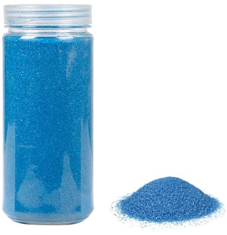 HEKU Hochwertiger blauer Dekosand (ca. 750g) I Feine Körnung (0,1-0,5mm) I Wiederverschließbare Dose I Vielseitig für Deko und Bastelarbeiten, Blau