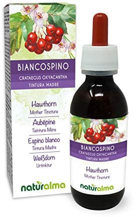 Aubépine (Crataegus oxyacantha) feuilles et fleurs Teinture Mère sans alcool Naturalma - Extrait liquide gouttes 120 ml - Complément alimentaire - Végétalien ou végan
