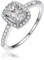 BONLAVIE Damenring Solitaire Ring Kissenschliff 2.3ct Zirkonia Promise 925 Sterling Silber Ring