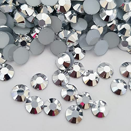 MajorCrafts 2000pcs 5mm ss20 Flat Back Resin Rhinestone Embellishment Gems (Metallic Silver C32)