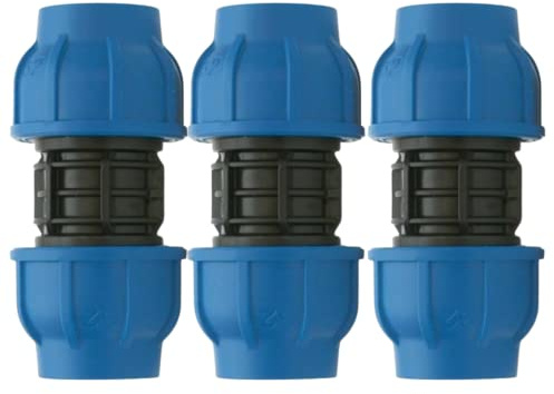 acquaverde Manicotto a Compressione Raccordo PN16 Connettore ad Alta Pressione per Tubi e Sistemi Irrigazione, Nero - Orto Facile (3, 20 x 20 mm)