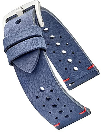 ALPINE Genuine Vintage Leather 20mm Watch Band - Replacement Watch Bands for Women & Men - Watch Strap with Quick Release Stainless Steel buckle - Compatible with Regular & Smart Watch Bands(Blue)