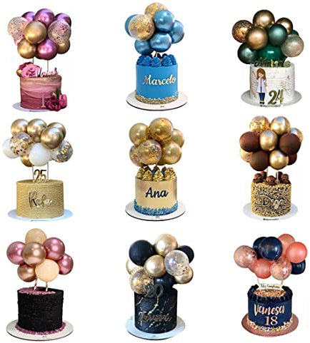 FYBlossom 9er Set Mini Ballon Cake Topper Tortendeko, Bunte Latex Ballon Wolke Kuchen Topper Luftballon Cupcake Topper Set, DIY Geburtstag Ballons Happy Birthday Kuchendeko Für Mädchen Junge Kinder