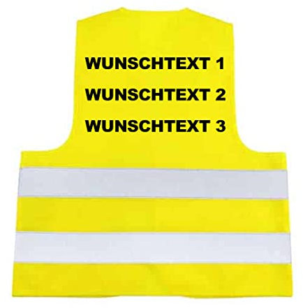 CACHEEQUIP Geocaching Warnweste Reflektierende Streifen Wunschtext personalisierbar Wunsch
