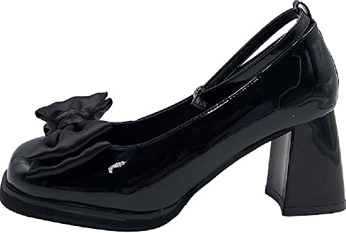 Women's Mary Janes Platform Shoes Sweet Toe Ankle Lolita Gothic Dress Pumps Chunky Patent Leather