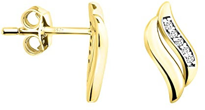 SOFIA MILANI - Damen Ohrringe 925 Silber - teils vergoldet/golden & mit Zirkonia Steinen - Bicolor Ohrstecker - E1706