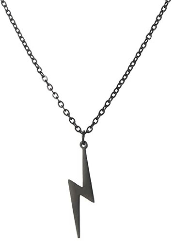 Blitzschlag Bolzen Halskette für Frauen Männer Edelstahl Einfache Street Punk Lightning Bolt Anhänger Halskette Schmuck Inspirational Geschenk für Unisex (schwarz)