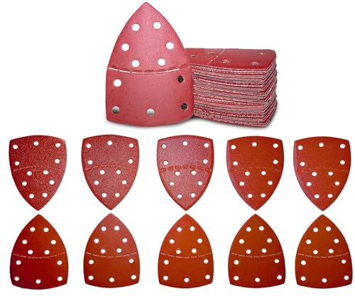 100pc Sandig sheets Mouse sandpaper 11 holes 40/60/80/100/120/180/240/320/400/800 Grits Prio Triangle sanding sheets to Fit Bosc Multi sander PSM 100 A PSM 200 AES PSM 18 & All Oscillating Multi Tools
