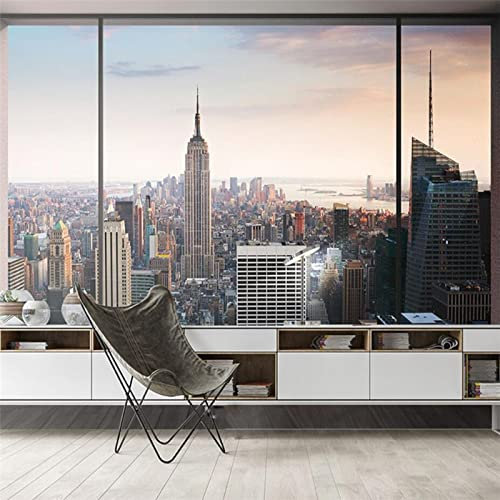 TANYANG Custom Cityscape Outside Window Mural Background Wallpaper Bedroom Decoration City Landscape 3D Wall Papers Home Decor 200Cm(W)×140Cm(H)