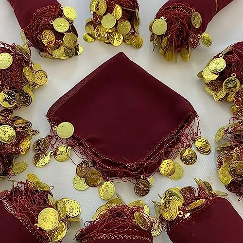 10x einfarbig Halay Mendili Set Tanztücher Dügün Hochzeit Verlobung Kina Mendil Nisan Dügün türkische Hochzeit (Bordeaux)