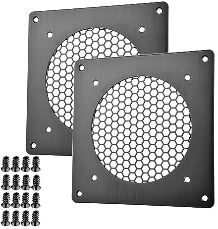 Euroharry Lüftungsgitter 120mm Lüfterabdeckun ?für PC, Computer, AV, elektronische Schränke, (Gebürstetes Metall, 1 Stück) (2PK)