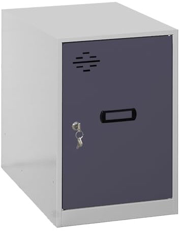 Simon Rack Casier Vestiaire Metallique Petit, 475x300x500 mm, Armoire Metallique Petit, Comprend la Clé, Gris/Anthracite - Simonlocker