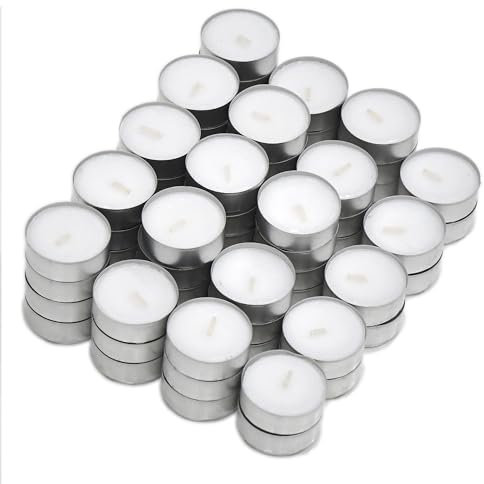 Teelichter unparfümiert weiß 64 STÜCK -klein bis XXL Packung- 4 Stunden Brenndauer Rußfrei Teelichtkerzen Gastro, Deko, Party, Standard Teelicht Kerze Rundform Kerzen