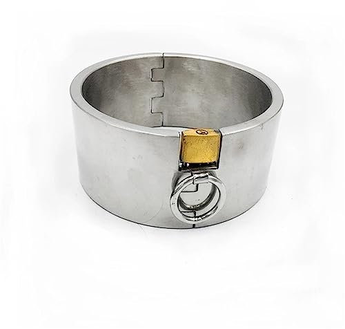 4 Größen BDSM Bondage Halsfessel Super Schwere Edelstahl Sex Halsband Hoch 5cm Sklaven Kragen Abschließbar Fesseln Halsreif O Ring Erwachsene Spiele für Paare Männer Frauen,Silber,13.6cm