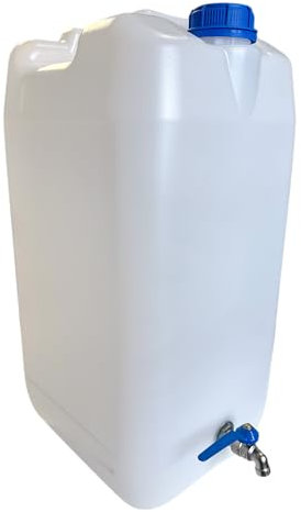 pokm toolsmarket - Wasserkanister mit Hahn, 30 Liter, Trinkwasser Kanister mit Zapfhahn Verzinkt, Wassertank BPA-frei, Wasserbehälter mit Schraubdeckel für Camping - Weiss Farbe