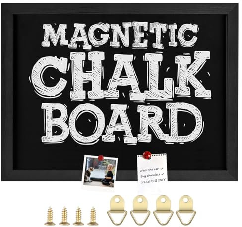 Okydoky Magnetische Kreidetafel mit Holzrahmen, Schreiben mit Kreide, Magnetsammelbrett, Holzrahmen aus Kiefernholz,45 * 60cm, HB-BK-4560