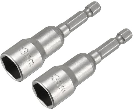TA-VIGOR 13mm Nut Setter Driver Bit Magnetic, 65mm Quick-Change 2Pcs | 1/4 Hex 6-Point Socket Bit, CR-V Steel With Phosphated Finish For Power Drills, Impact Drivers, Roofing and Furniture