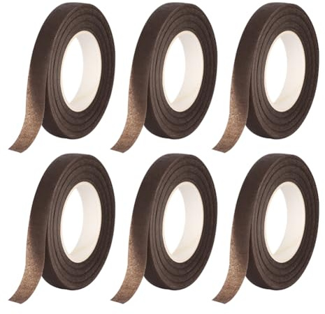 Lot de 6 Rouleaux de Ruban adhésif pour Bouquet de Fleurs - Ruban adhésif pour Emballage de tiges Florales - Marron